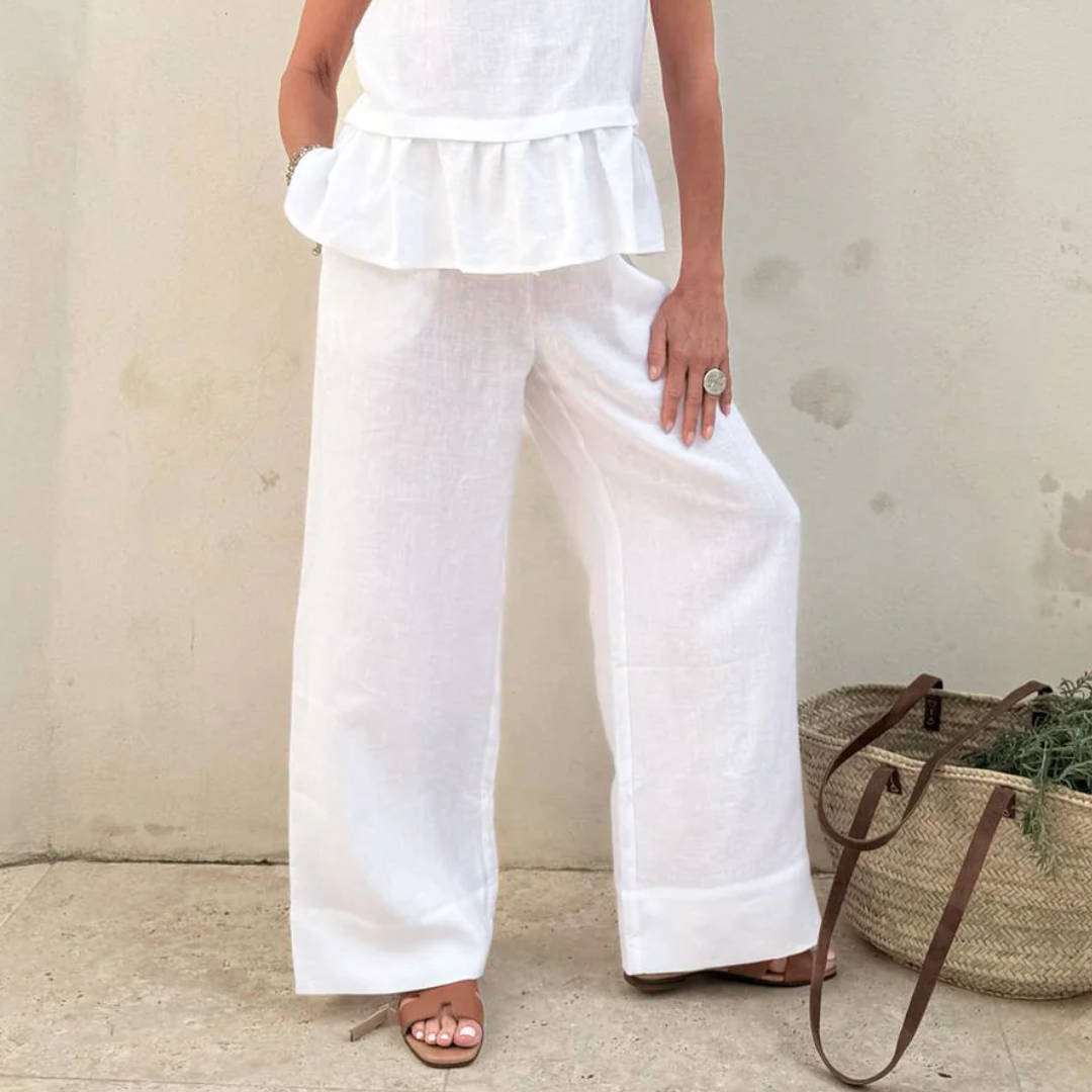 Bypias | Mallorca Linen Pant | White-Suzie Anderson Home