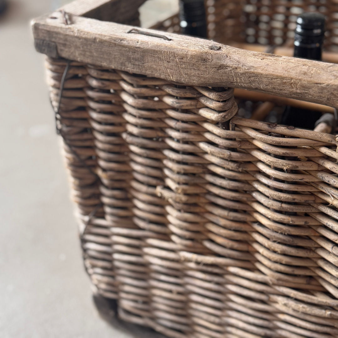 Vintage French Wicker Champagne Basket