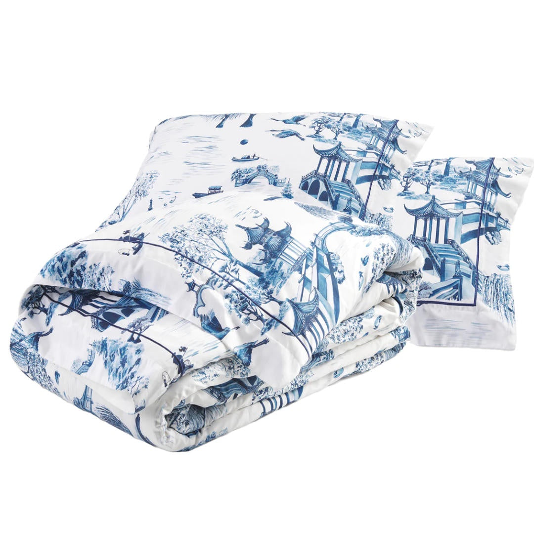 Willow Cotton Sateen Tailored Duvet Cover Set | Ink Blue | Queen-Size-Suzie Anderson Home