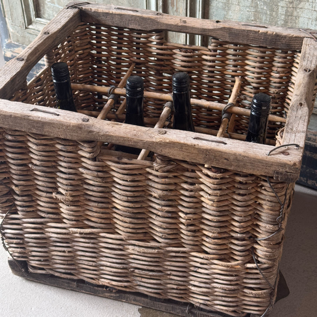 Vintage French Wicker Champagne Basket