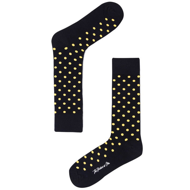 Midnight Blue on Yellow Dot Cotton Blend Socks-Suzie Anderson Home